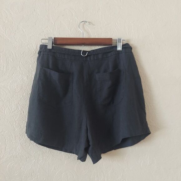Old Navy Grey Linen Blend Pleated Tie Waist Shorts Sz 4 - Picture 4 of 9